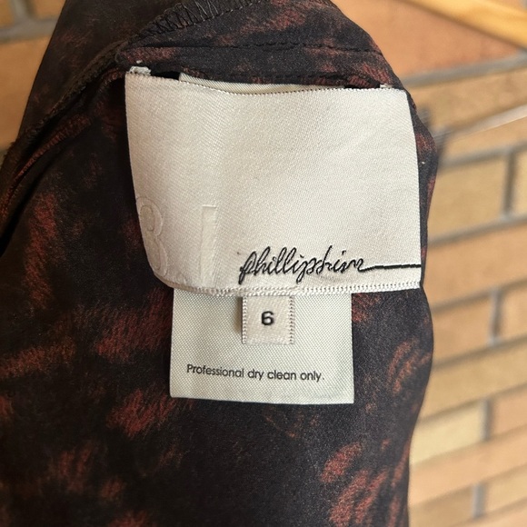 3.1 Phillip Lim Black & Orange/Brown Sleeveless 100% Silk Shift Dress Size 6 - Picture 3 of 6